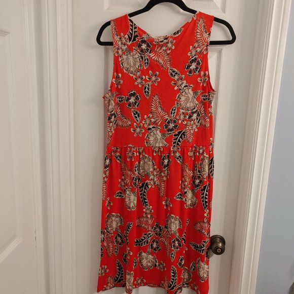 Orange Floral Sleeveless Summer Dress - Picture 2 of 4